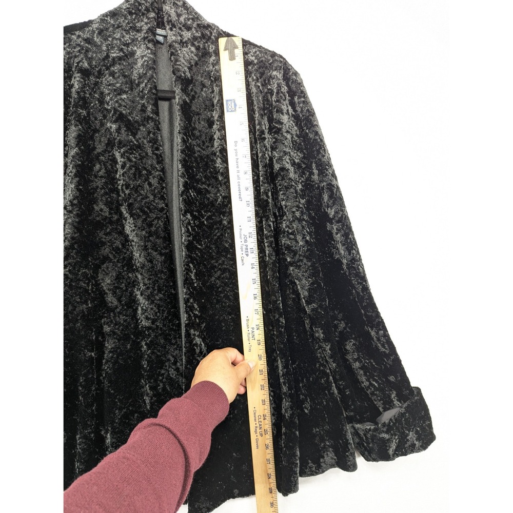 Dressbarn Woman Black Crushed Faux Fur Open Front Swing Coat Jacket Plus 14/16 - Picture 4 of 7